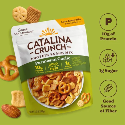 Vista 3 de Catalina Crunch Mezcla de bocadillos proteicos, ajo parmesano, bolsa