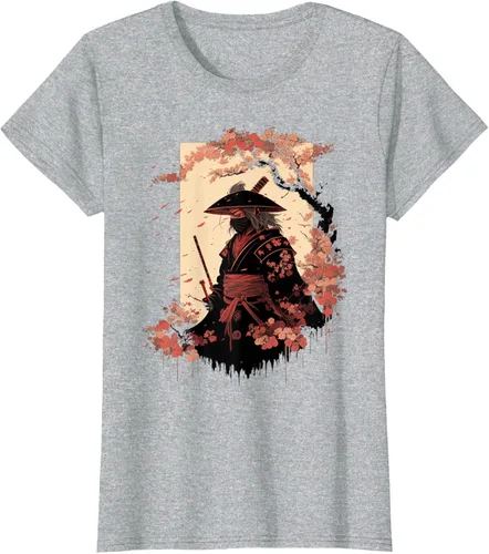 Vista 22 de Camiseta estética vintage samurái de arte japonés samurái retro cereza, Negro