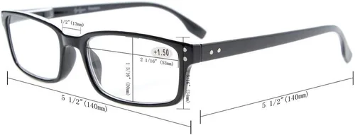 Vista 3 de Eyekepper Anteojos de lectura para computadora con marco rectangular clásico, con bisagras, lentes teñidas de naranja