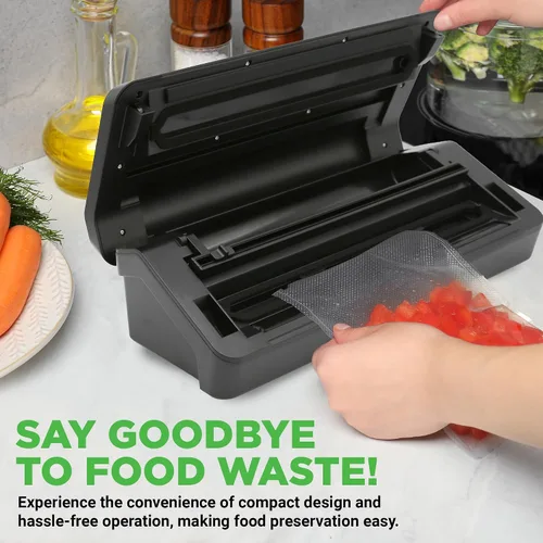 Vista 2 de NutriChef Selladora al vacío automática de alimentos con función de doble sellado, sistema eléctrico de sellado de aire para alimentos secos