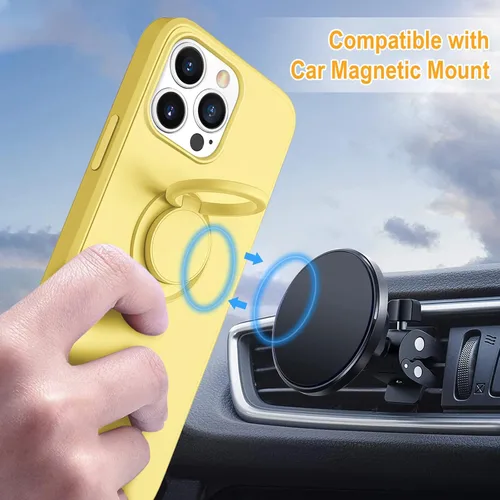 Vista 5 de Hython Funda para iPhone 13 Pro Max con soporte de anillo [soporte de anillo giratorio de 360° con soporte magnético] [forro de microfibra suave]
