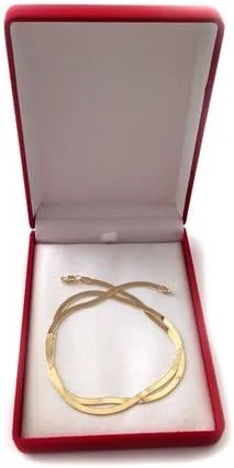 Vista 4 de Jewelry Affairs 14k Yellow Solid Gold Imperial Herringbone Chain Necklace, 3.0mm