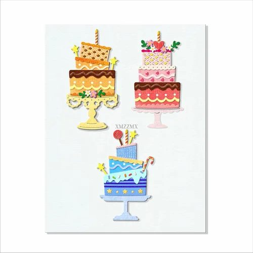Vista 2 de Molde para pastel de cumpleaños, troqueles de corte de metal para hacer tarjetas, kit de troqueles en relieve de papel, suministros de bolsillos