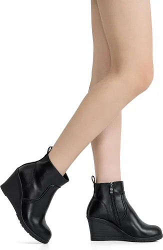 Vista 9 de Vepose Botines de cuña 9679 para mujer, botines clásicos con cremallera lateral para mujer