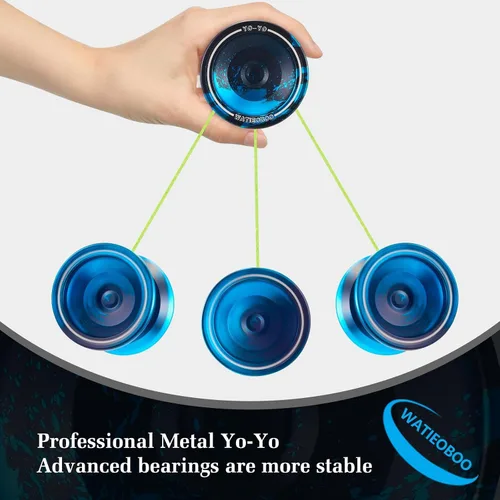 Vista 4 de yoyo Profesional, Yoyo Metálico Sensible para Principiantes, Yoyos No Sensibles para Adultos con Kits de Rodamientos No Sensibles, Guante y 10