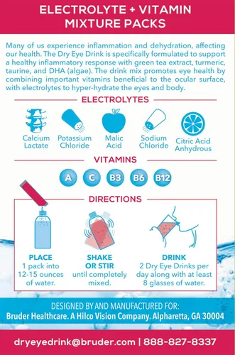 Vista 3 de l Hidratación definitiva para ojos secos l Paquetes de electrolitos en polvo sin azúcar l Mezclado con vitaminas, té verde, cúrcuma, taurina y DHA l