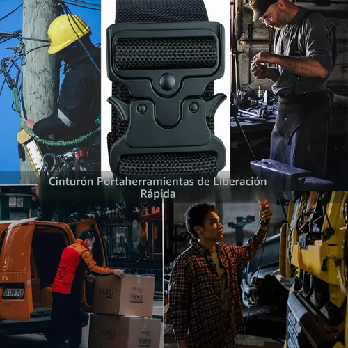 Vista 6 de KUNN Cinturón de herramientas de trabajo de 2 pulgadas para hombres con hebilla de liberación rápida, cinturón de electricista ajustable resistente