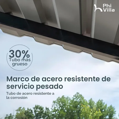Vista 8 de PHI VILLA 10 x 15 Cochera metálica resistente con techo de acero galvanizado con kit de cierre lateral, cochera metálica robusta para autos, botes