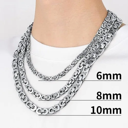 Vista 5 de Cadena bizantina de ChainsHouse para hombres y mujeres, de 0.236 0.315 0.394de pulgada de ancho, 45 a 29.9pulgadas de largo, acero inoxidable 316L