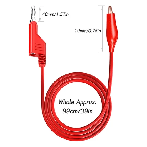 Vista 2 de Goupchn Stackabe Banana Plug to Alligator Clips Cables de prueba 5 colores Cables eléctricos flexibles suaves para pruebas eléctricas multímetro
