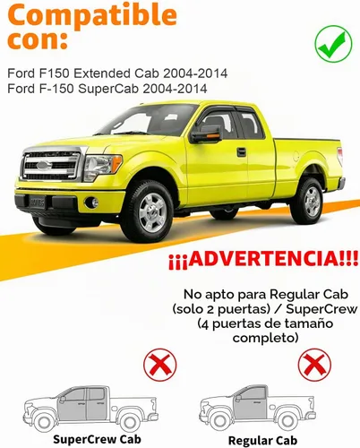 Vista 5 de Protector de lluvia extra grueso para Ford F150 2004-2014 Extended Cab/SuperCab protectores de lluvia con cinta adhesiva lateral de camioneta