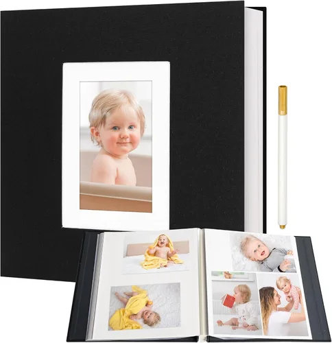 Vista 16 de Vienrose Álbum de fotos autoadhesivo para fotos de 2 x 3, 4 x 6, 5 x 7, 8 x 10 pulgadas, 40 páginas en blanco, cubierta de lino, libro de recuerdos