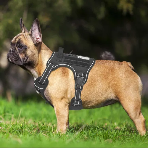 Vista 2 de Beebiepet Arnés táctico resistente para perros pequeños, arnés ajustable sin tirones para mascotas, arnés reflectante de servicio de entrenamiento