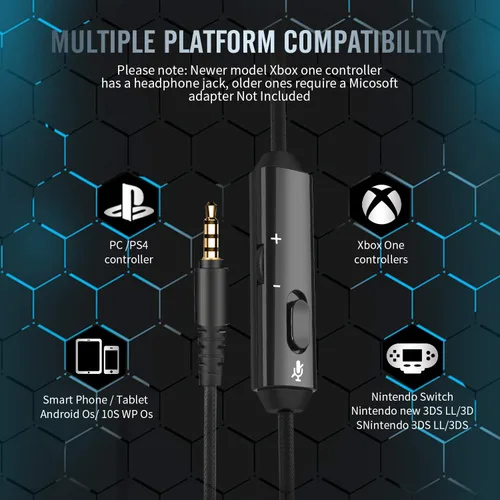 Vista 5 de BINNUNE - Auriculares para juegos para PS4 PS5 PC Xbox One Playstation 4 Xbox 1 auriculares para juegos con micrófono auriculares con micrófono