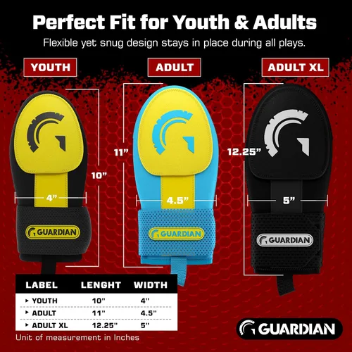 Vista 4 de Guante deslizante Guardian Baseball - Tallas para jóvenes y adultos - Guante deslizante para béisbol - Correa de compresión elástica