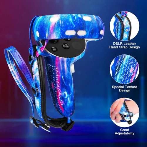 Vista 2 de AIXOTO for Oculus Quest 2 Accessories, Accessory Set for Meta Quest 2, Include Silicone Face Cover, Controller Grip Cover, VR Shell Cover, Lens
