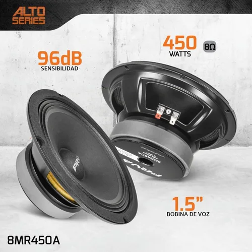Vista 2 de PRV AUDIO 8MR450A - Altavoz de rango medio de 8 pulgadas, 8 ohmios, 450 vatios, 96 dB, altavoz de rango medio para sistema de sonido profesional