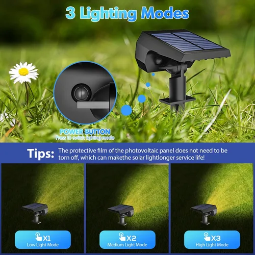 Vista 4 de NYMPHY Luces solares para exteriores, impermeables, IP68, 56 LED, 3 modos de iluminación, funciona con energía solar, para jardín, patio, luces