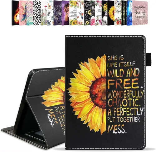 Vista 22 de Funda para tablet Amazon Kindle Fire HD 10 de 10.1" (9ª/7ª generación, versión 2019/2017) – Funda de piel sintética con función de encendido