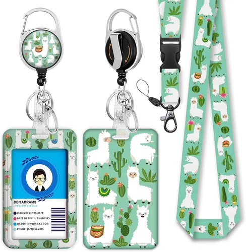 Vista 15 de Giancomics Soporte para tarjetas de identificación negro con cordón, cordones para insignias de identificación con carrete de insignia retráctil