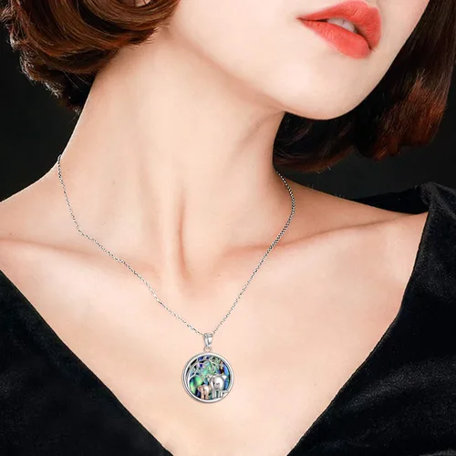 Vista 2 de POPLYKE Collar de elefante para el día de la madre, regalo para mamá de hija de plata de ley para madre e hija, joyería para mujeres, hija y niñas