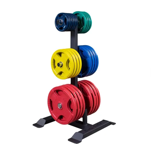 Vista 3 de Body-Solid (GWT56) Soporte vertical para árbol de peso pesado y soporte para barra olímpica, almacenamiento de placa de parachoques comercial con 6