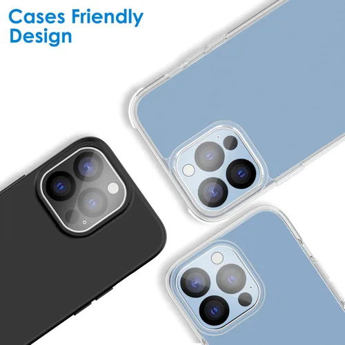 Vista 5 de JETech Protector de lente de cámara para iPhone 13 Pro Max de 6.7 pulgadas y iPhone 13 Pro de 6.1 pulgadas, vidrio templado 9H, transparente HD
