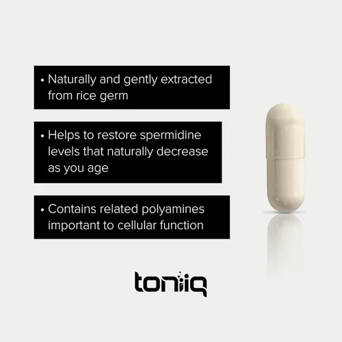 Vista 4 de Toniiq Suplementos de espermidina ultra concentrados de 500 mg para hombres y mujeres - espermidina no sintética estandarizada a no menos del 1% - 5
