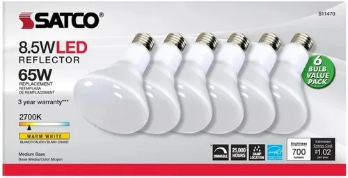 Vista 5 de Satco Inundación 11470-8.5BR30/LED/827/120V/6PK S11470 BR30 (6 bombillas LED)