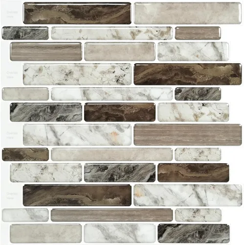 Vista 18 de LONGKING Loseta en muro adhesiva para cocina con diseño de mármol (10 azulejos)