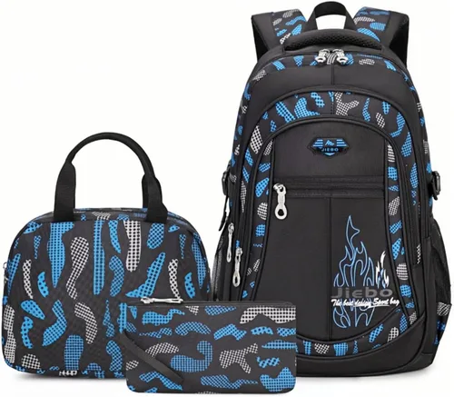 Vista 12 de Bansusu Mochila escolar para niños, de camuflaje, mochila escolar para niños, Estilo B - Azul, Mochilas Daypack