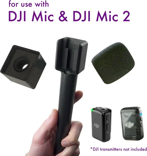 Vista 2 de 1pc - Adaptador de entrevista clásico Macrokraft PRO para DJI Mic y DJI Mic 2 Micrófono inalámbrico Bandera de micrófono incluida Montaje