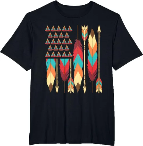 Vista 43 de Native American Bandera - Camiseta de veteranos indígenas del Mes del Orgullo, Negro, S