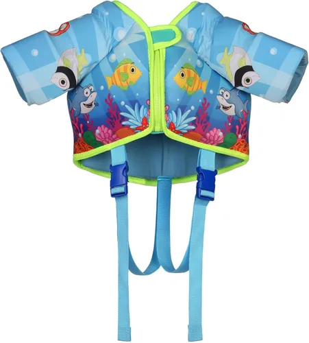 Vista 2 de Chaleco salvavidas para niños de 30 a 65 libras, chaleco flotante de natación para niños y bebés, chaleco de natación con alas de brazo para niños