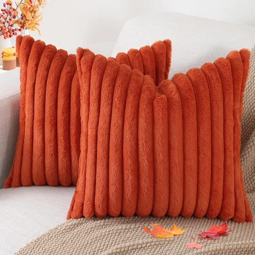 Vista 33 de Pallene Fundas de Cojines Decorativos de Felpa de Piel Sintética de 16 x 16 pulgadas, Juego de 2, Fundas de Cojines Decorativos de Lujo Suaves