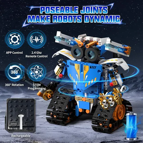 Vista 5 de Kit de construcción de robot STEM 3 en 1 588 piezas, robótica