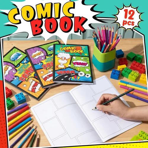 Vista 3 de Harloon 3 piezas de cómics en blanco de 6.6 x 10 pulgadas con paneles, dibuja tú mismo, plantillas de dibujos de cómics, diseños variados, diseños