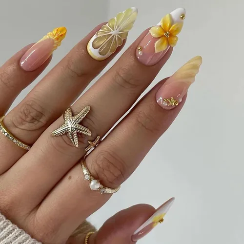 Vista 16 de MISUD Uñas a presión – Uñas con pegamento de almendras medianas con cromo, diseño de punta francesa acrílica, 24 piezas