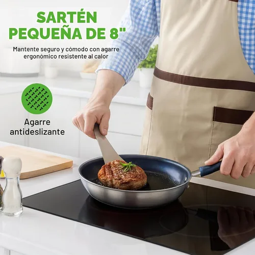 Vista 7 de NutriChef Sartén pequeña antiadherente de 8 pulgadas, sartén de cerámica con mango de silicona, revestimiento de cerámica, resistente a las manchas
