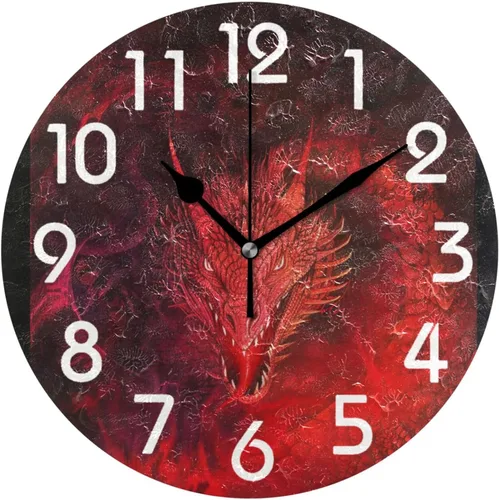 Vista 10 de Reloj de pared redondo retro de otoño con dos gnomos y calabaza de 10 pulgadas, funciona con pilas, reloj de escritorio analógico silencioso sin