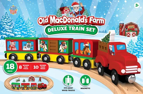 Vista 7 de MasterPieces Juego de trenes de madera - Old Macdonald 18 piezas