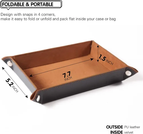 Vista 2 de Bandeja de cuero para hombres y mujeres, bandeja de almacenamiento de escritorio para hombres y mujeres, bandeja de joyería para tocador