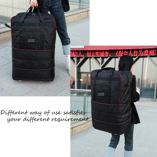 Vista 6 de ELDA Maleta plegable expandible con ruedas universales bolsa de viaje rodante bolsa de lona para hombres y mujeres equipaje ligero de gran capacidad