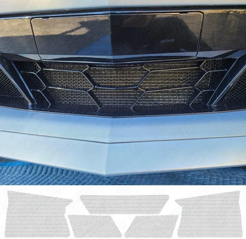 Vista 3 de customcargrills - Juego de 5 piezas de malla para Chevy Corvette Z06 y E-Ray C8 2023+ rejilla de ventilación para radiador