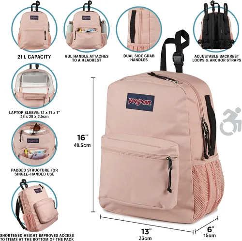 Vista 3 de JanSport Central Adaptive Pack Mochila compatible con silla de ruedas y andador, color azul oscuro