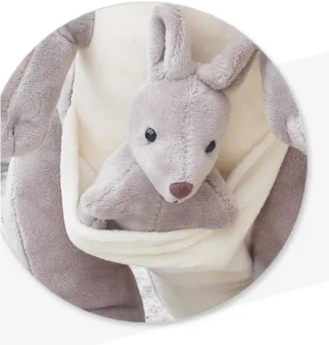 Vista 5 de Juguetes de peluche de canguro de 10 pulgadas para mamá y bebé, juguetes de peluche de canguro para padres e hijos