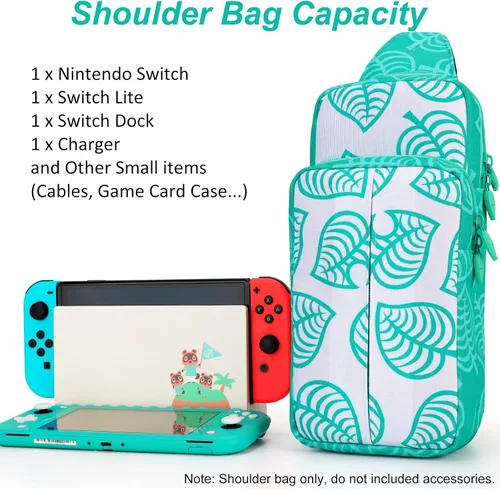Vista 2 de Owngen Bonita bolsa de viaje para Nintendo SwitchOLEDLite para Animal Crossing Crossbody Sling Mochila de almacenamiento para NS Consolo base