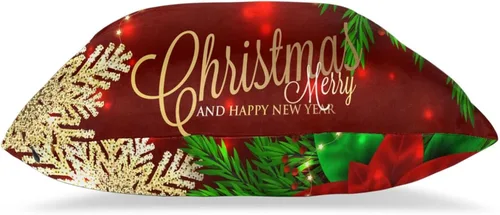 Vista 2 de Fundas de Almohada Flor de Pascua Dorada Copo de Nieve Navidad Xmas Juego de 2 Fundas de Almohadas Cuadradas Funda de Cojín Fundas de Almohadas