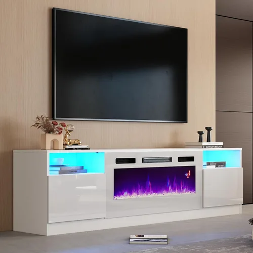 Vista 13 de AMERLIFE - Soporte de TV con chimenea eléctrica de 36 pulgadas de 70 pulgadas Negro