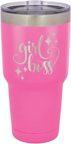 Vista 13 de GIRL BOSS - Vaso grabado con láser de acero con recubrimiento de polvo para viaje, sin BPA, para mantener tu bebida fría o caliente, idea de regalo